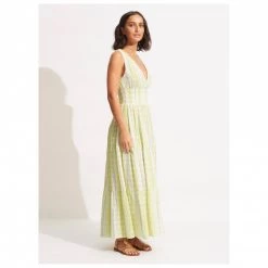 Seafolly - Women's Textured Gingham Max Dress - Robe -Robes & jupes Soldes seafolly womens textured gingham max dress robe detail 4